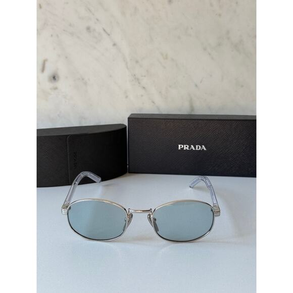 NEW Prada PR B53S Sunglasses in Silver Blue Azure - Picture 4 of 7